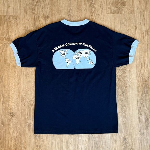 Gildan AFS Intercultural Programs USA Ringer Tee Navy Blue Large Retro - Picture 1 of 5